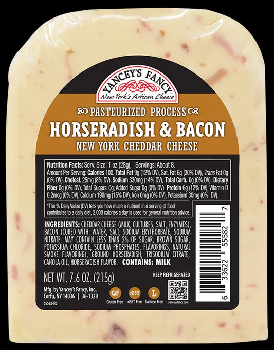 Yancey's Fancy Horseradish & Smoked Bacon Cheddar Cheese, 7.6 oz
