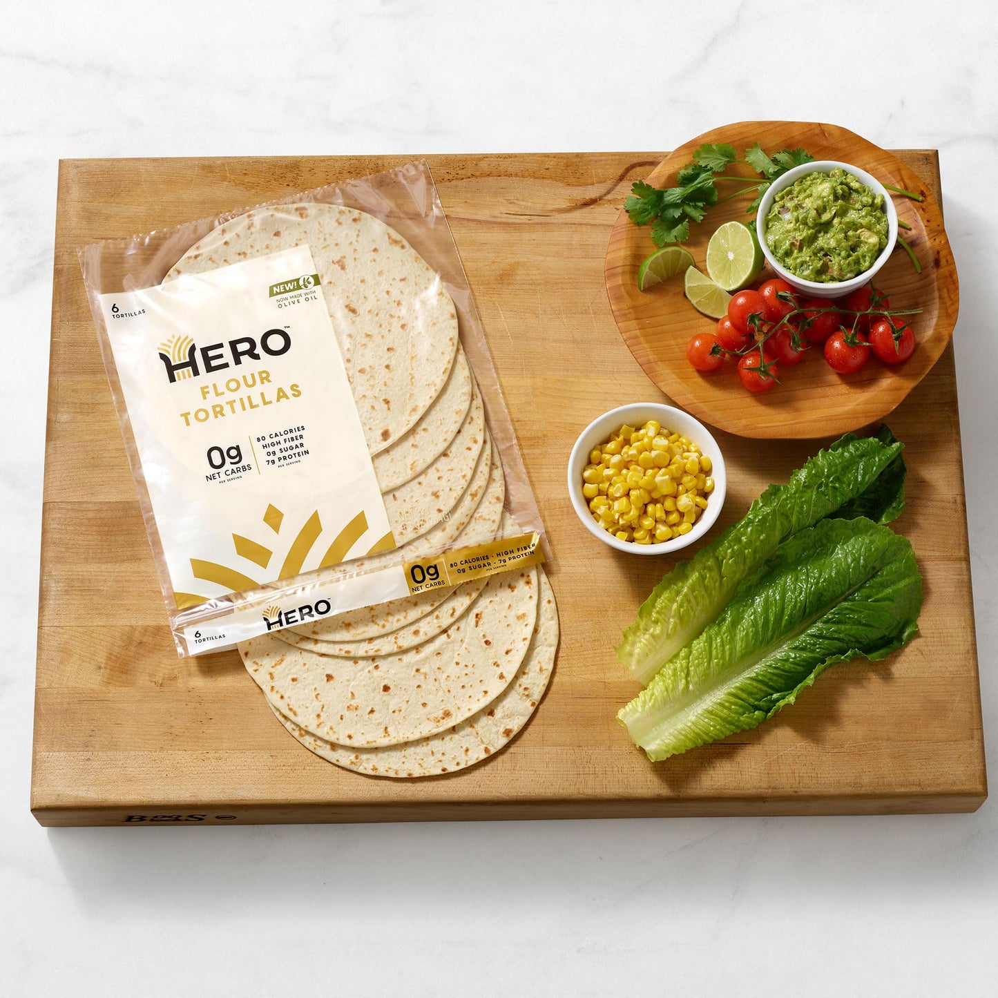 Hero Flour Tortilla - Delicious Tortilla Wraps | Soft Net Low Carb Tortillas | High Fiber, 1g Net Carbs - 4 Packs of 6