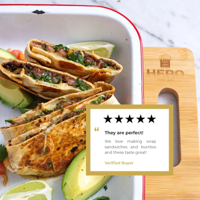 Hero Flour Tortilla - Delicious Tortilla Wraps | Soft Net Low Carb Tortillas | High Fiber, 1g Net Carbs - 4 Packs of 6