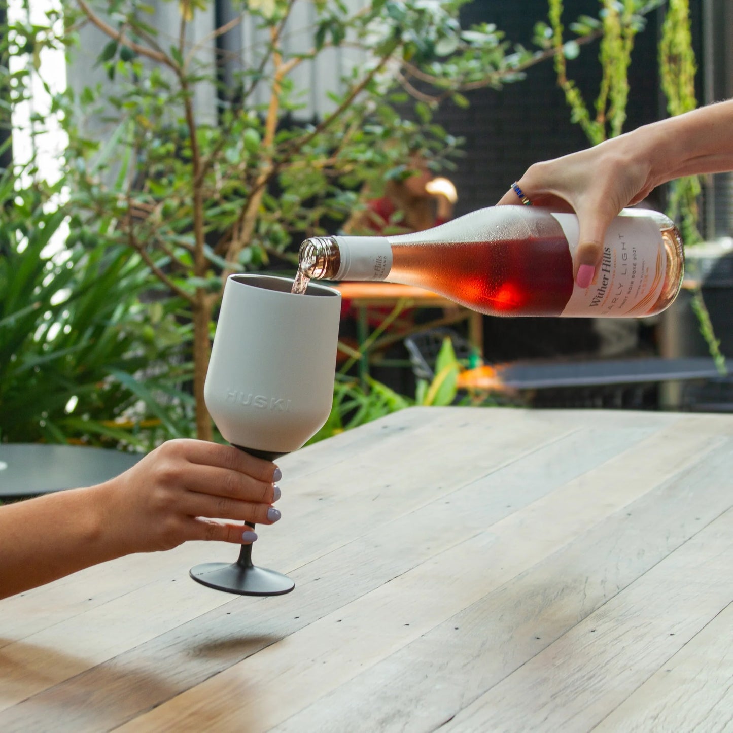 Huski Wine Tumbler 2.0 - Award-winning Design with Detachable Stem, Premium Stainless Steel Wine Glass with Lid - White