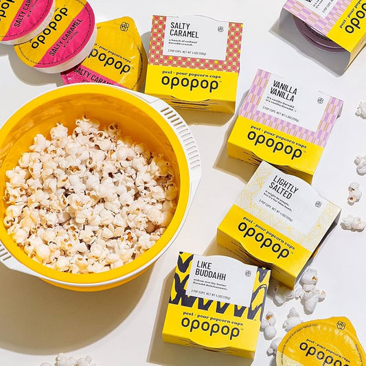 Opopop Gluten Free, Non-GMO Microwave Popcorn Variety Pack - Gourmet Popcorn Kit, Collapsible Silicone Popcorn Popper, Popcorn Maker - Pack of 12