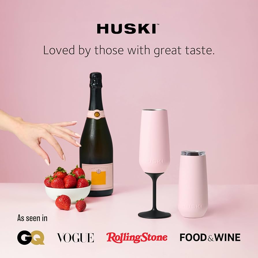 Huski Wine Tumbler 2.0 - Award-winning Design with Detachable Stem, Premium Stainless Steel Wine Glass with Lid - White