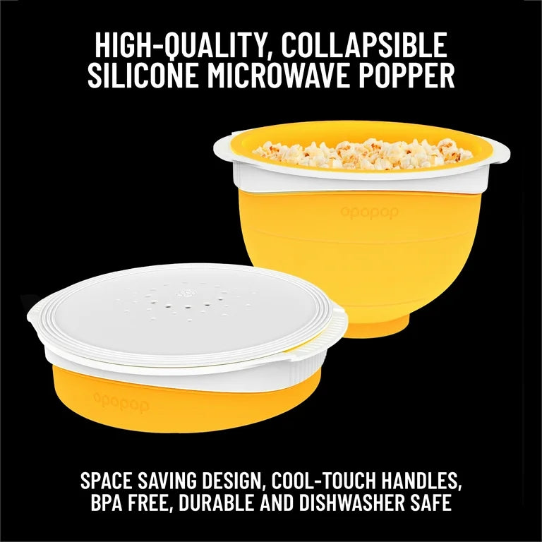 Opopop Gluten Free, Non-GMO Microwave Popcorn Starter Kit - Gourmet Popcorn Kit, Collapsible Silicone Popcorn Popper, Popcorn Maker - Pack of 4