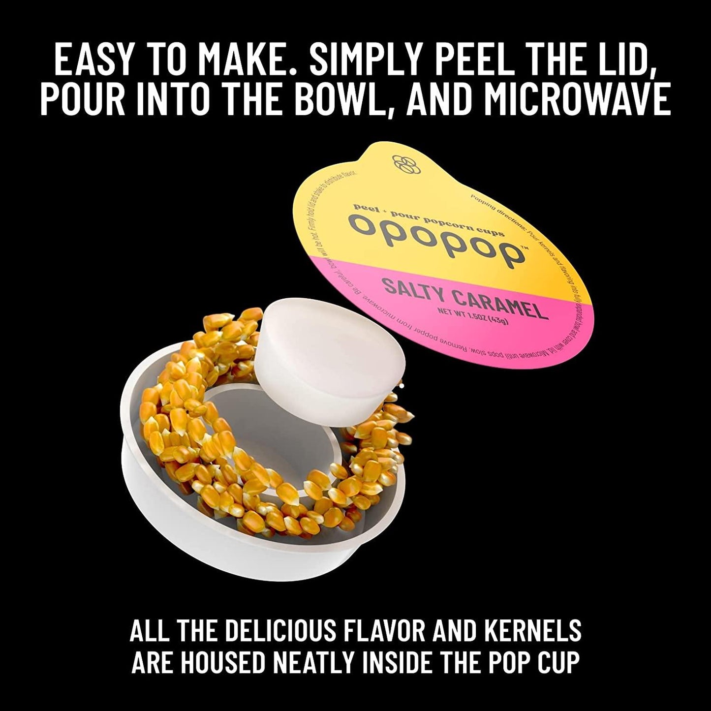 Opopop Gluten Free, Non-GMO Microwave Popcorn Starter Kit - Gourmet Popcorn Kit, Collapsible Silicone Popcorn Popper, Popcorn Maker - Pack of 4