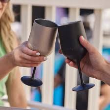 Huski Wine Tumbler 2.0 - Award-winning Design with Detachable Stem, Premium Stainless Steel Wine Glass with Lid - Stone Grey