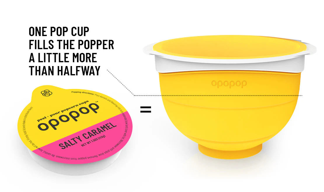 Opopop Gluten Free, Non-GMO Microwave Popcorn Pop Cups - Salty Caramel - Gourmet Kernels & Popcorn Flavoring - Pack of 6