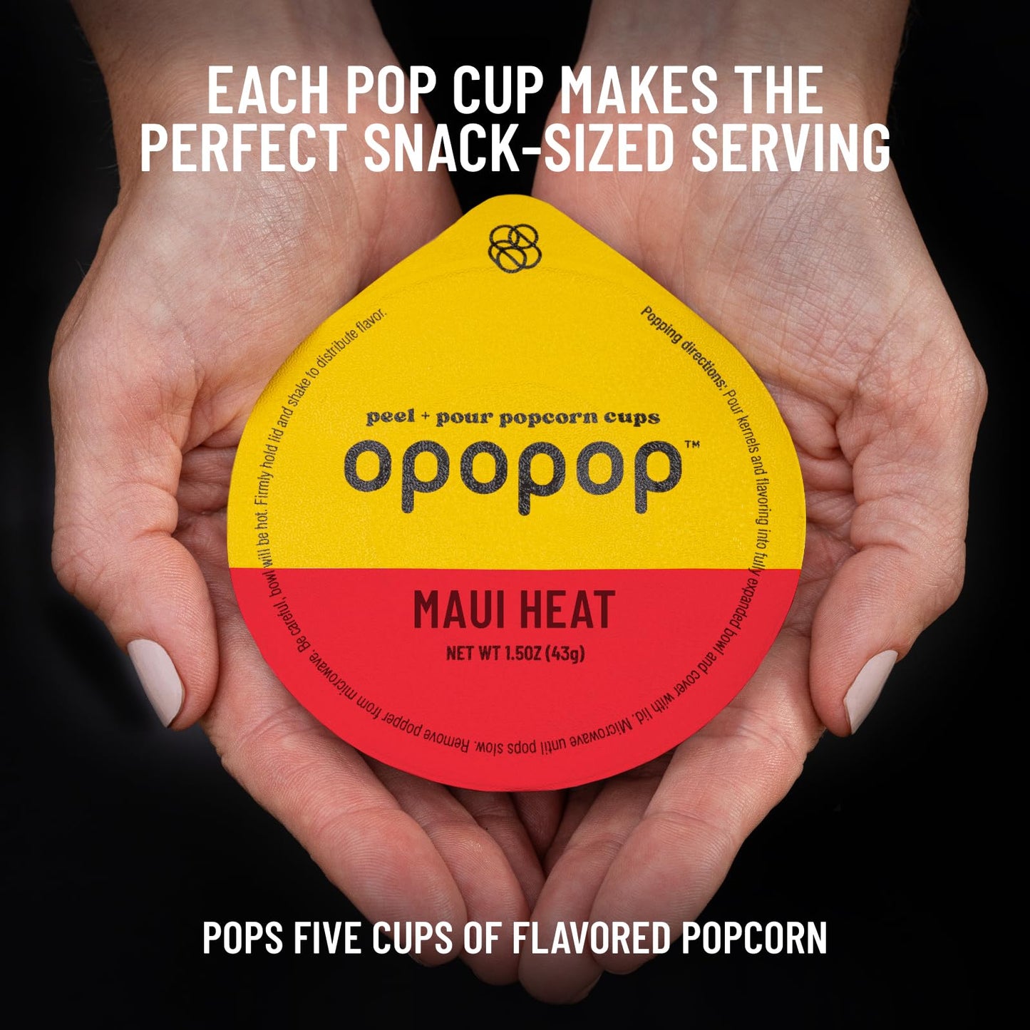 Opopop Gluten Free, Non-GMO Microwave Popcorn Pop Cups - Maui Heat - Gourmet Kernels & Popcorn Flavoring - Pack of 6