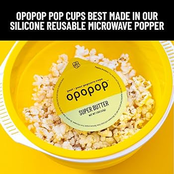 Opopop Gluten Free, Non-GMO Microwave Popcorn Pop Cups - Super Butter - Gourmet Kernels & Popcorn Flavoring - Pack of 6