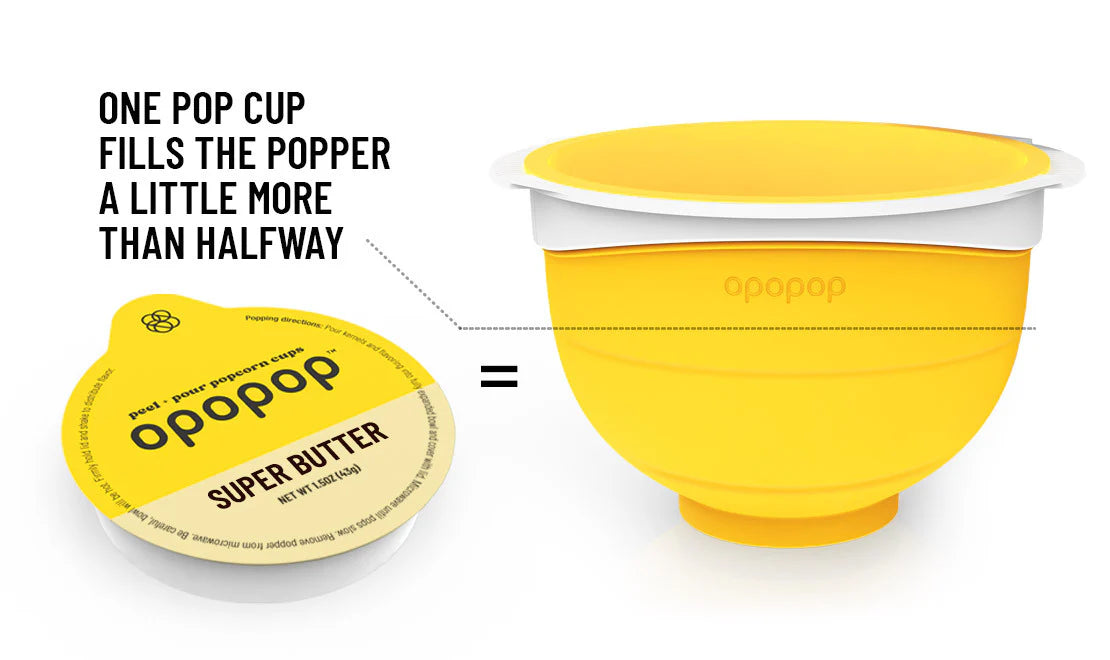 Opopop Gluten Free, Non-GMO Microwave Popcorn Pop Cups - Super Butter - Gourmet Kernels & Popcorn Flavoring - Pack of 6