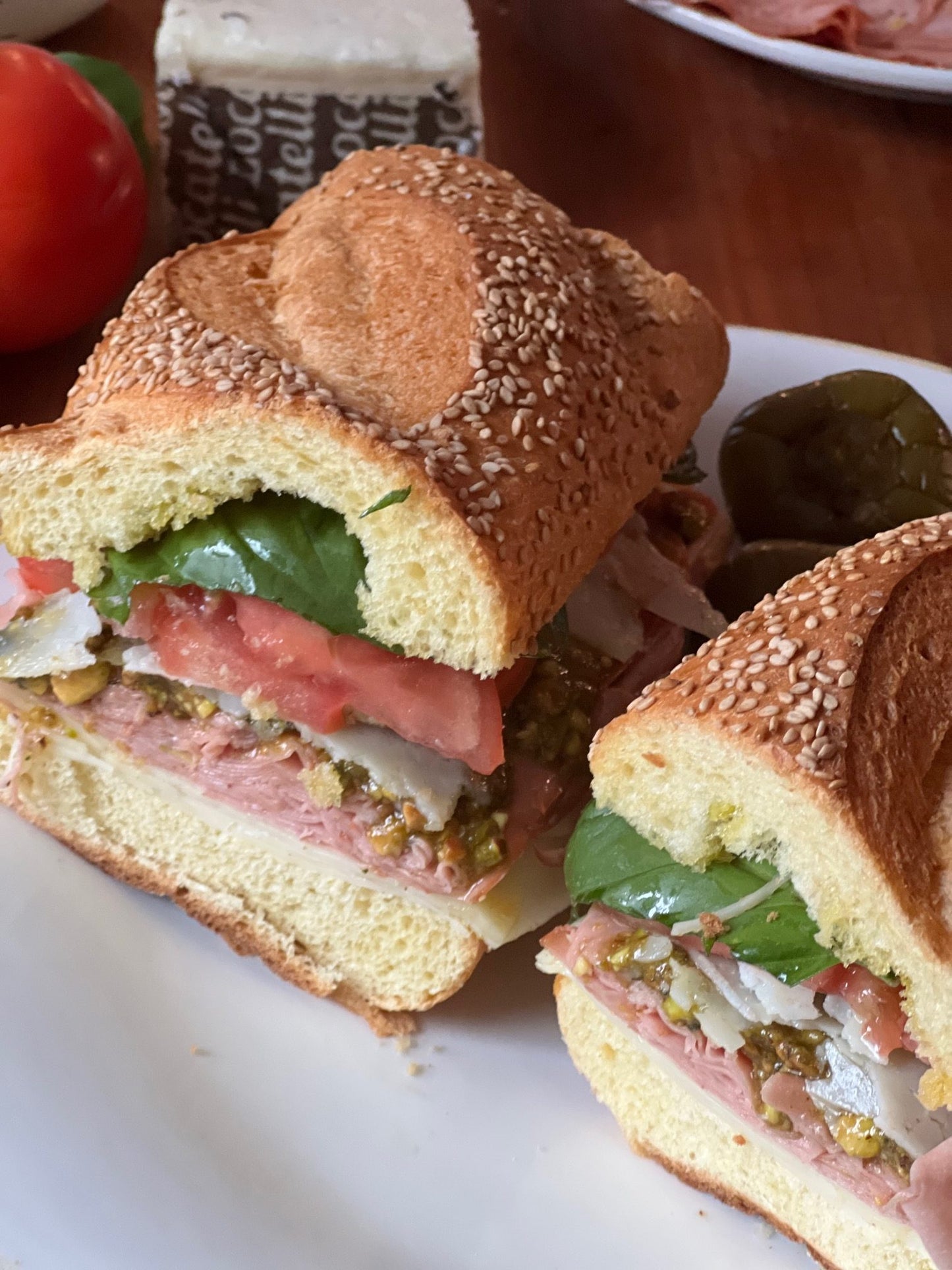 Vantia Imported Mortadella with Pistachios - 12 oz - Triangle Cut