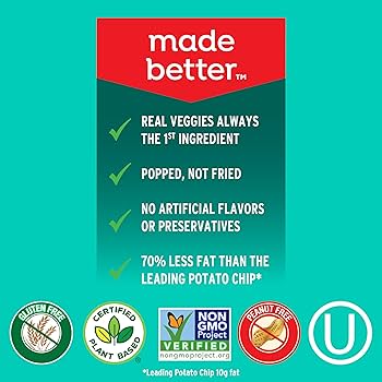 Breton Veggie Crisps Sea Salt - Popped not Fried Crisps, Made with Real Vegetables, Light and Crispy Gluten Free Chips - Pack of 12