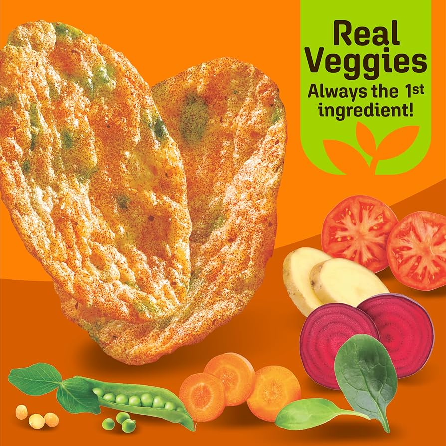 Breton Veggie Crisps Chipotle Cheddar - Popped not Fried Crisps, Made with Real Vegetables, Light and Crispy Gluten Free Chips - Pack of 12