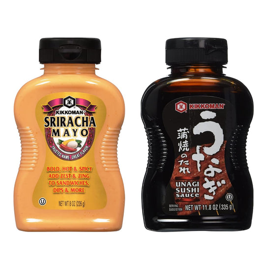 Japanese Sweet Unagi Sauce and Spicy Sriracha Mayo Sauce, Kosher - Pack of 2