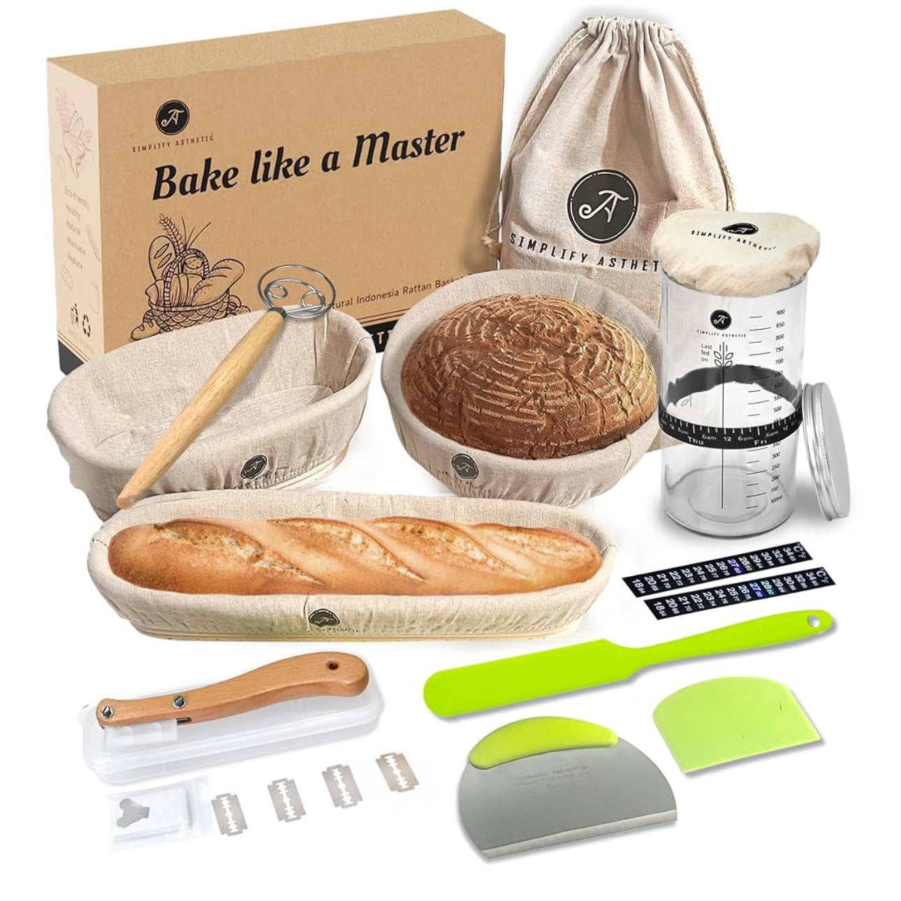 Bake Like a Master, A Complete Sourdough Bread Baking Kit - Bread Baking Supplies - Sourdough Starter Jar Kit