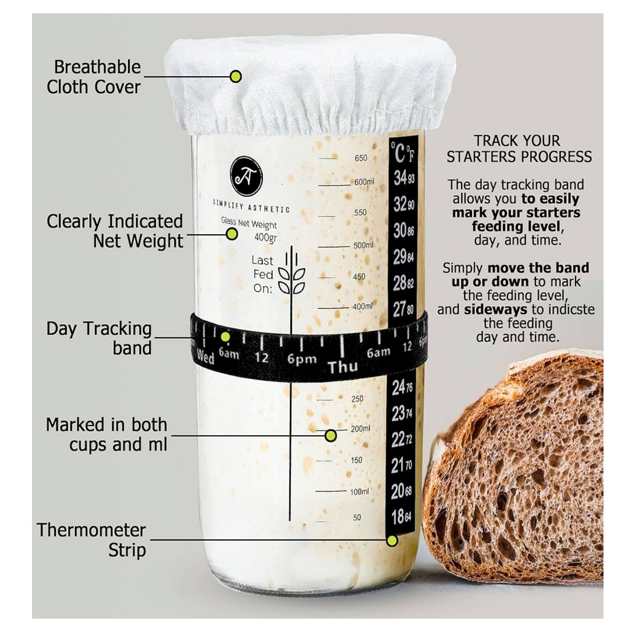 Bake Like a Master, A Complete Sourdough Bread Baking Kit - Bread Baking Supplies - Sourdough Starter Jar Kit