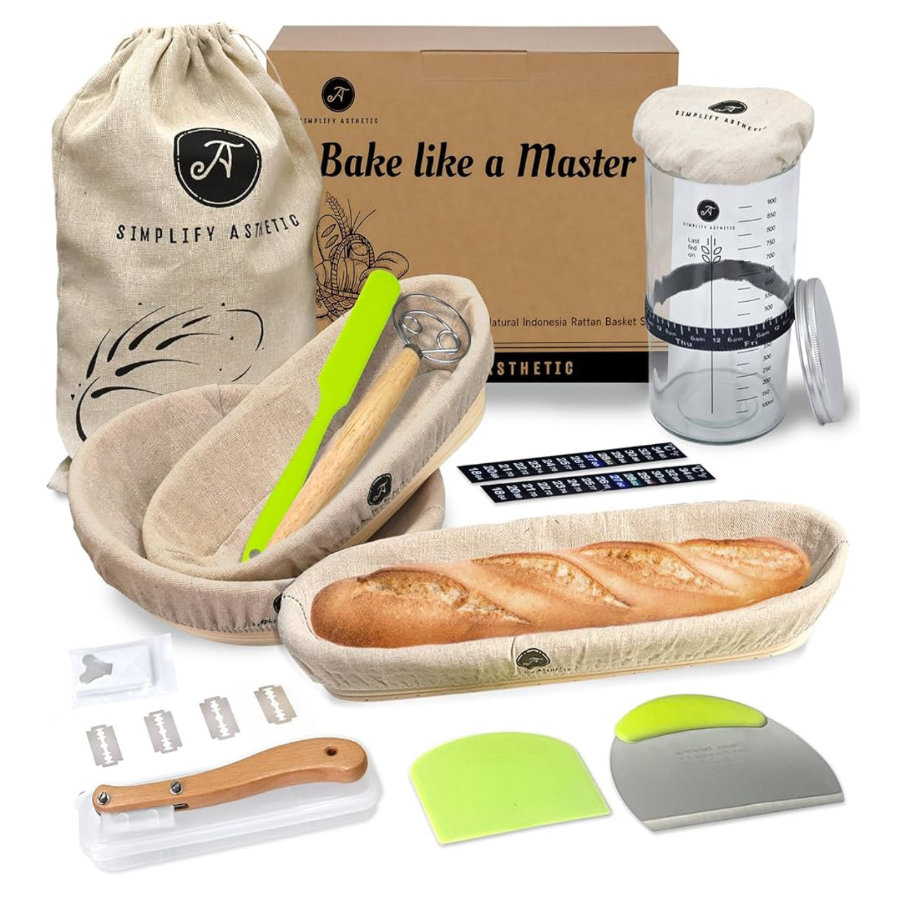 Bake Like a Master, A Complete Sourdough Bread Baking Kit - Bread Baking Supplies - Sourdough Starter Jar Kit