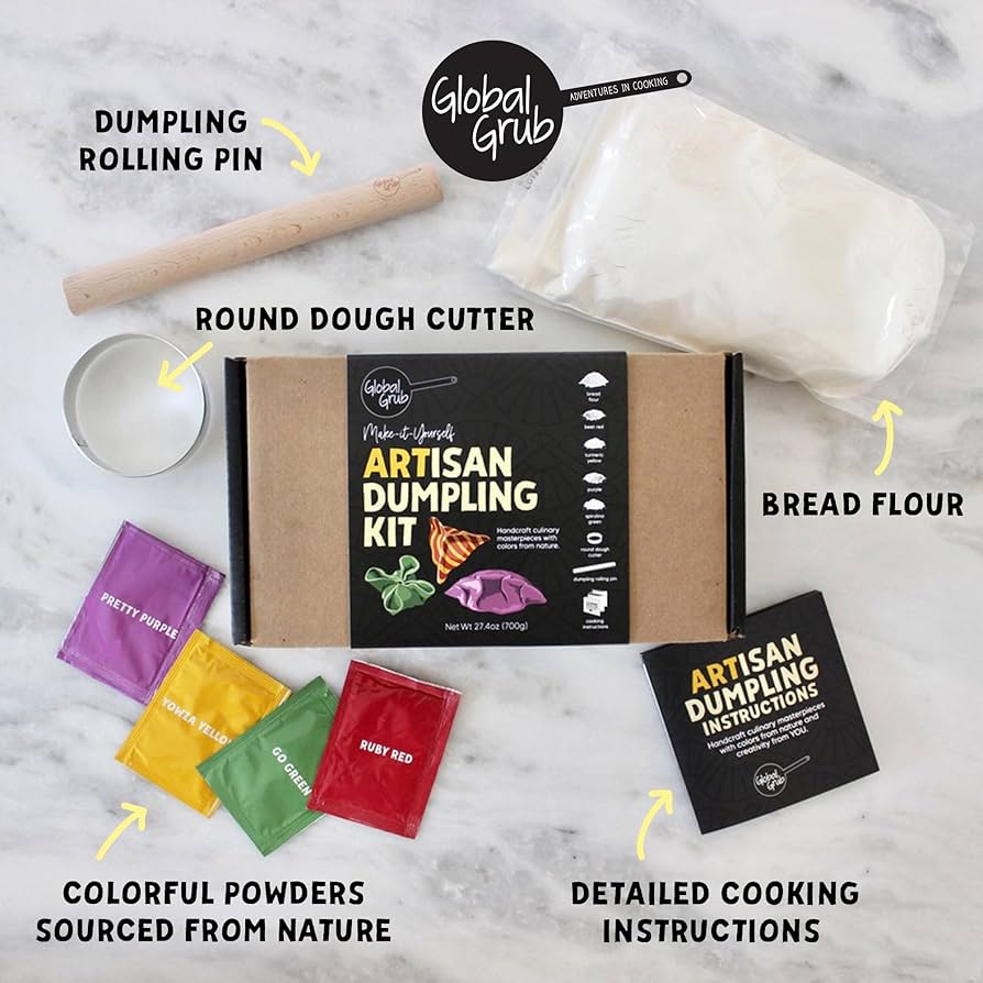 Gourmet Artisan DIY Dumpling Kit - including Ingredients, Dumpling Rolling Pin and Dumpling Cutter, Makes 80 Homemade Dumplings