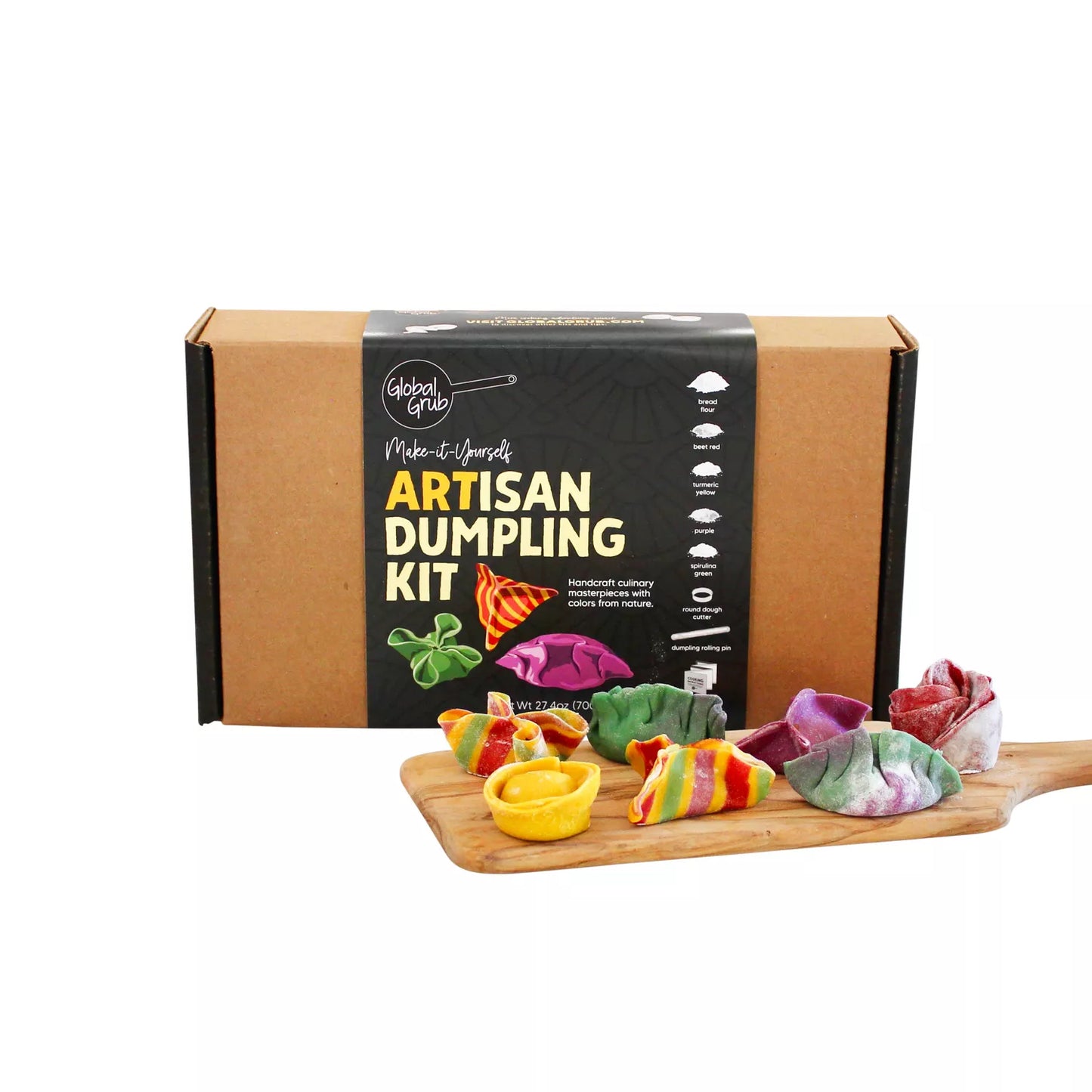 Gourmet Artisan DIY Dumpling Kit - including Ingredients, Dumpling Rolling Pin and Dumpling Cutter, Makes 80 Homemade Dumplings