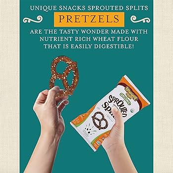 Unique Snacks Sprouted Splits Pretzels, Delicious Homestyle Baked Snack Bag, OU Kosher, and Non-GMO Food, 8 oz - Pack of 3