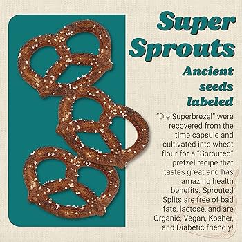 Unique Snacks Sprouted Splits Pretzels, Delicious Homestyle Baked Snack Bag, OU Kosher, and Non-GMO Food, 8 oz - Pack of 3