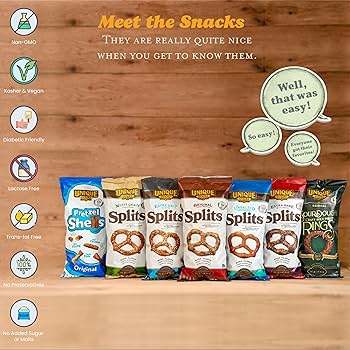 Unique Snacks Sprouted Splits Pretzels, Delicious Homestyle Baked Snack Bag, OU Kosher, and Non-GMO Food, 8 oz - Pack of 3