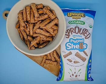 Unique Snacks Sprouted Pretzel Shells, Delicious Homestyle Baked Snack Bag, OU Kosher, and Non-GMO Food, 8 oz - Pack of 3