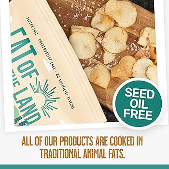 Fat of the Land Sea Salt Potato Chips - Gluten Free Kettle Chips - Preservative Free - No Artificial Flavors - No Seed Oils - Rich in Vitamin D - 5 oz- Pack of 2