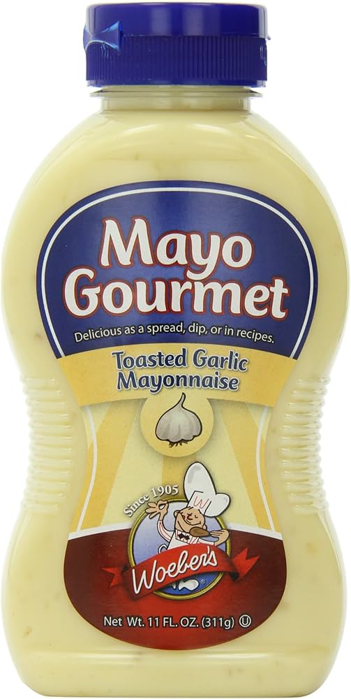 Woeber’s Mayonnaise, Toasted Garlic, 11 oz Bottles - Gluten Free - Pack of 2