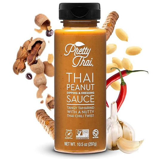 Pretty Thai Peanut Sauce, Gluten Free Certified Non-GMO Vegan Authentic Stir Fry, Dressing, Rice Seasoning, Condiment & Dipping Sauce, 100% Natural - Pack of 3