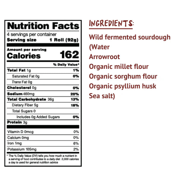 Gluten Free Sourdough Sandwich Rolls, Gum Free, Rice Free - includes 12