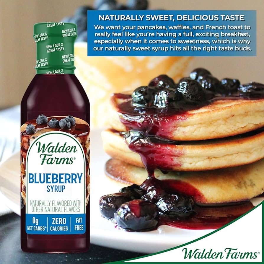 Walden Farms Blueberry Syrup - Sugar-Free, Calorie-Free, Low Carb, Keto-Friendly, Gluten-Free, Vegan Blueberry Syrup Alternative for Pancakes, Yogurt, Smoothies, 12 oz - Pack of 2