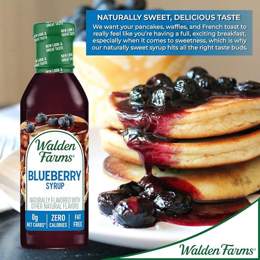 Walden Farms Blueberry Syrup - Sugar-Free, Calorie-Free, Low Carb, Keto-Friendly, Gluten-Free, Vegan Blueberry Syrup Alternative for Pancakes, Yogurt, Smoothies, 12 oz - Pack of 2