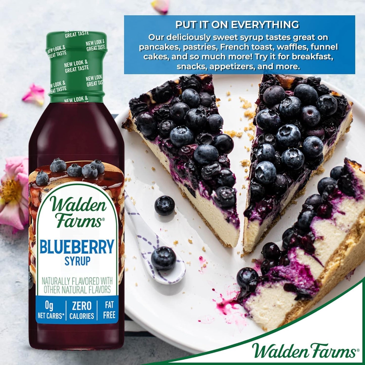 Walden Farms Blueberry Syrup - Sugar-Free, Calorie-Free, Low Carb, Keto-Friendly, Gluten-Free, Vegan Blueberry Syrup Alternative for Pancakes, Yogurt, Smoothies, 12 oz - Pack of 2