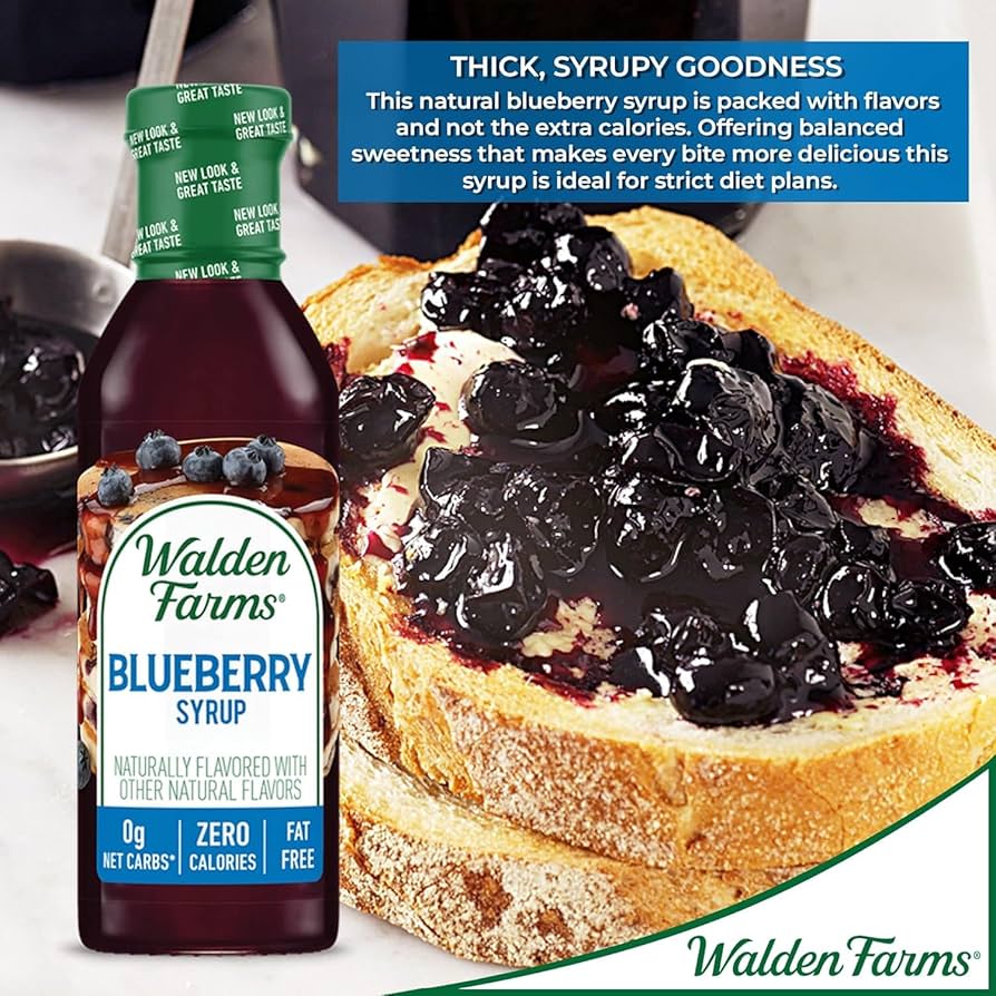 Walden Farms Blueberry Syrup - Sugar-Free, Calorie-Free, Low Carb, Keto-Friendly, Gluten-Free, Vegan Blueberry Syrup Alternative for Pancakes, Yogurt, Smoothies, 12 oz - Pack of 2