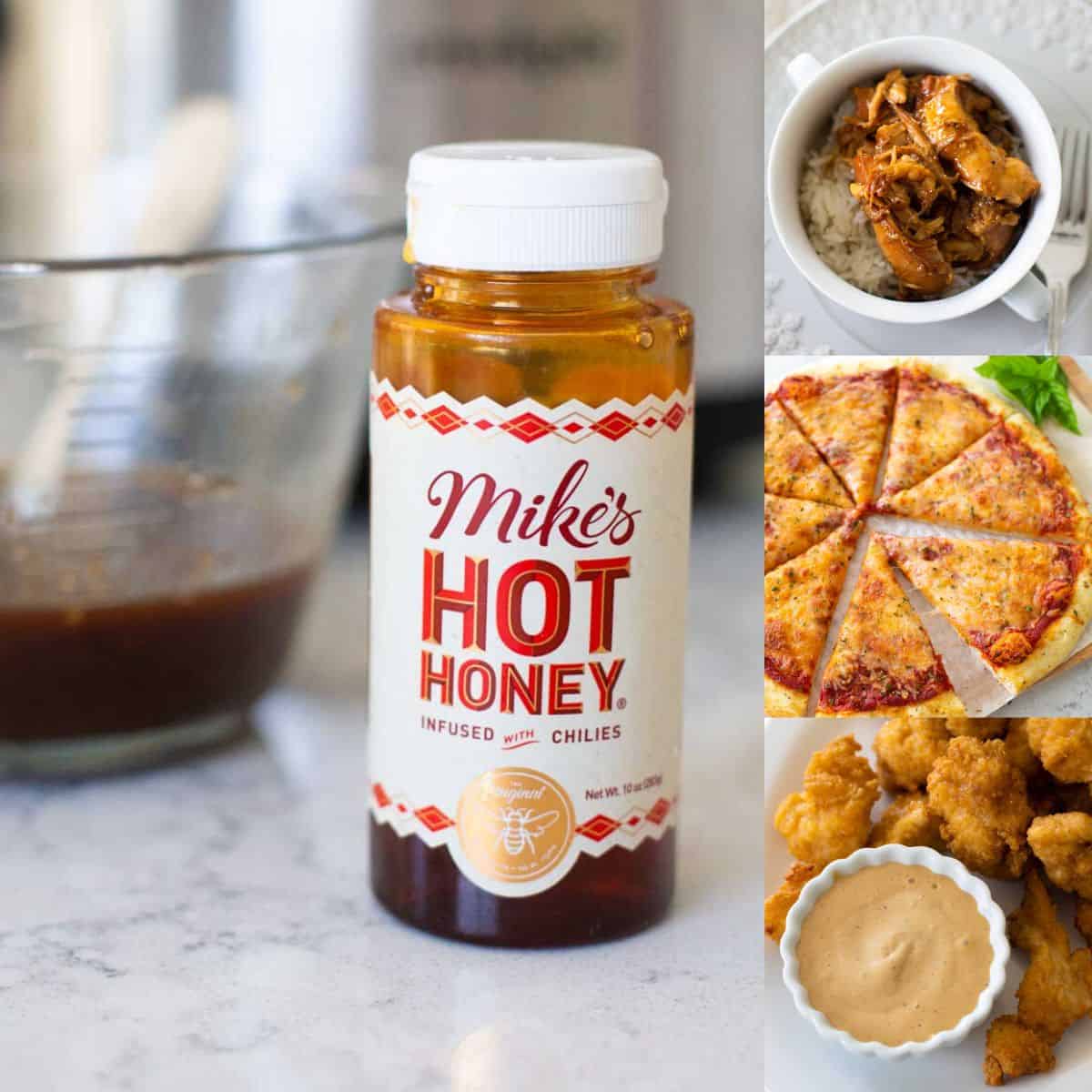 Our Favorite Hot Honey Variety Collection - Mikes Hot Honey, Momofuku Hot Honey Chili Crunch, Bushwick Kitchen Bees Knees Spicy Honey and Red Clay Peach Infused Hot Honey - Pack of 4