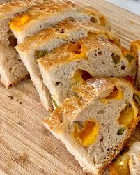 Rustic Sourdough Cheese Bread - Serrano Peppers Jalapeños Chile Cheddar Cheese Artisan Bread, Ancient Grains