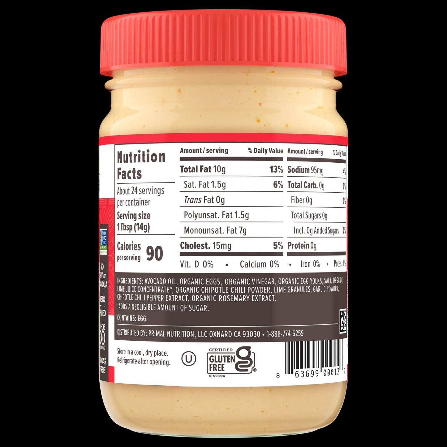 Primal Kitchen Avocado Oil Mayo / Mayonnaise Chipotle Lime, Paleo, Whole30, 12 oz - Pack of 3