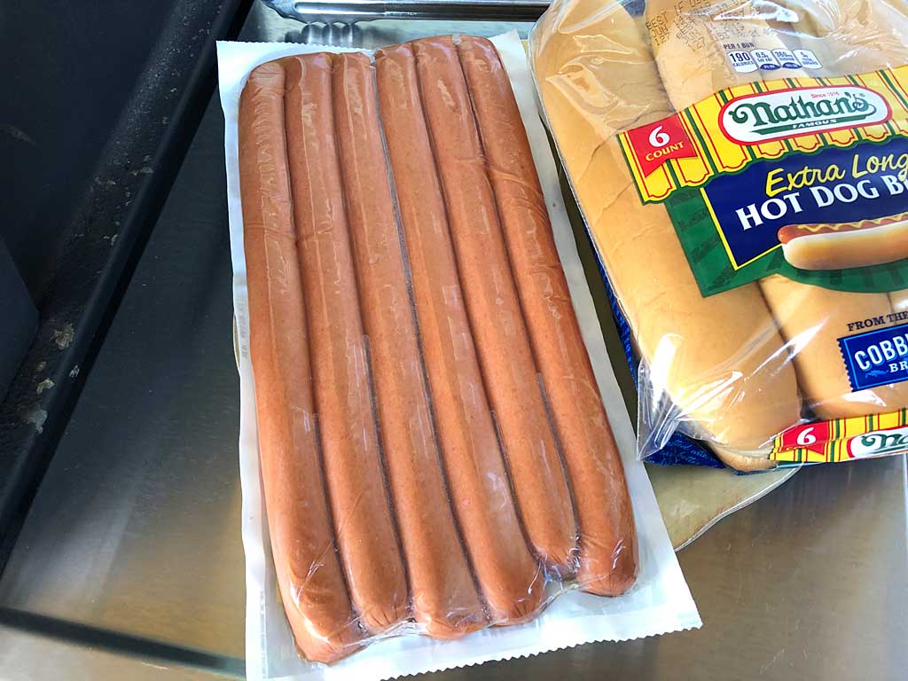 Nathan's Famous Foot Long 2/1 Beef Franks Hot Dogs - 12" ea - 20/Case