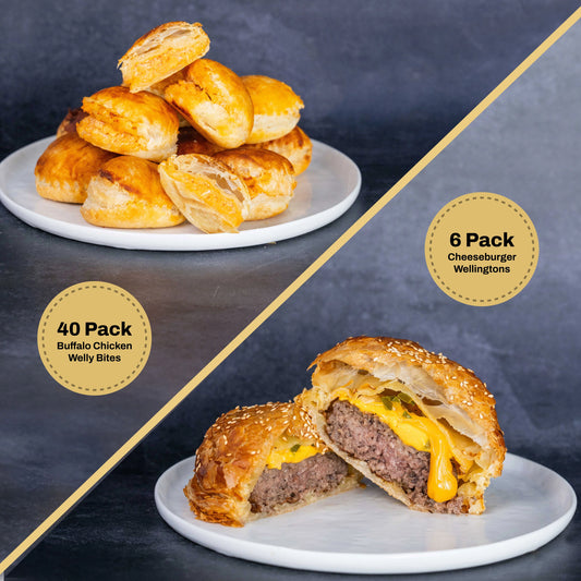 Wellingtons Party Bundle - 6 Cheeseburger Beef Wellingtons & 40 Buffalo Chicken Welly Bites