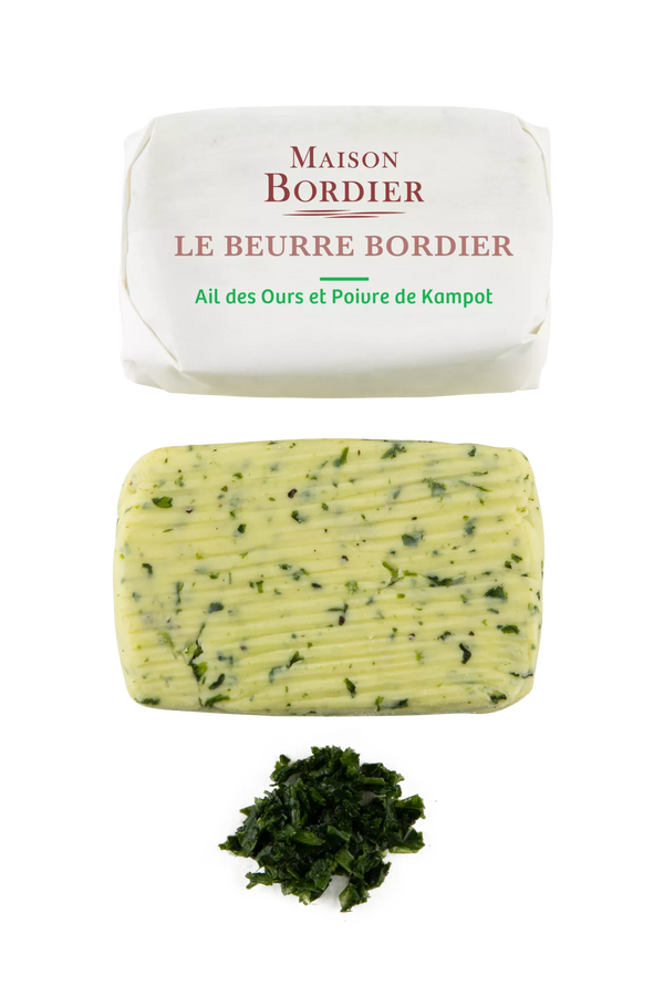 Copy of Churned Wild Garlic & Kampot Pepper Butter by Bordier - 4.4 oz | Hand-made, Grass Fed | Imported from France