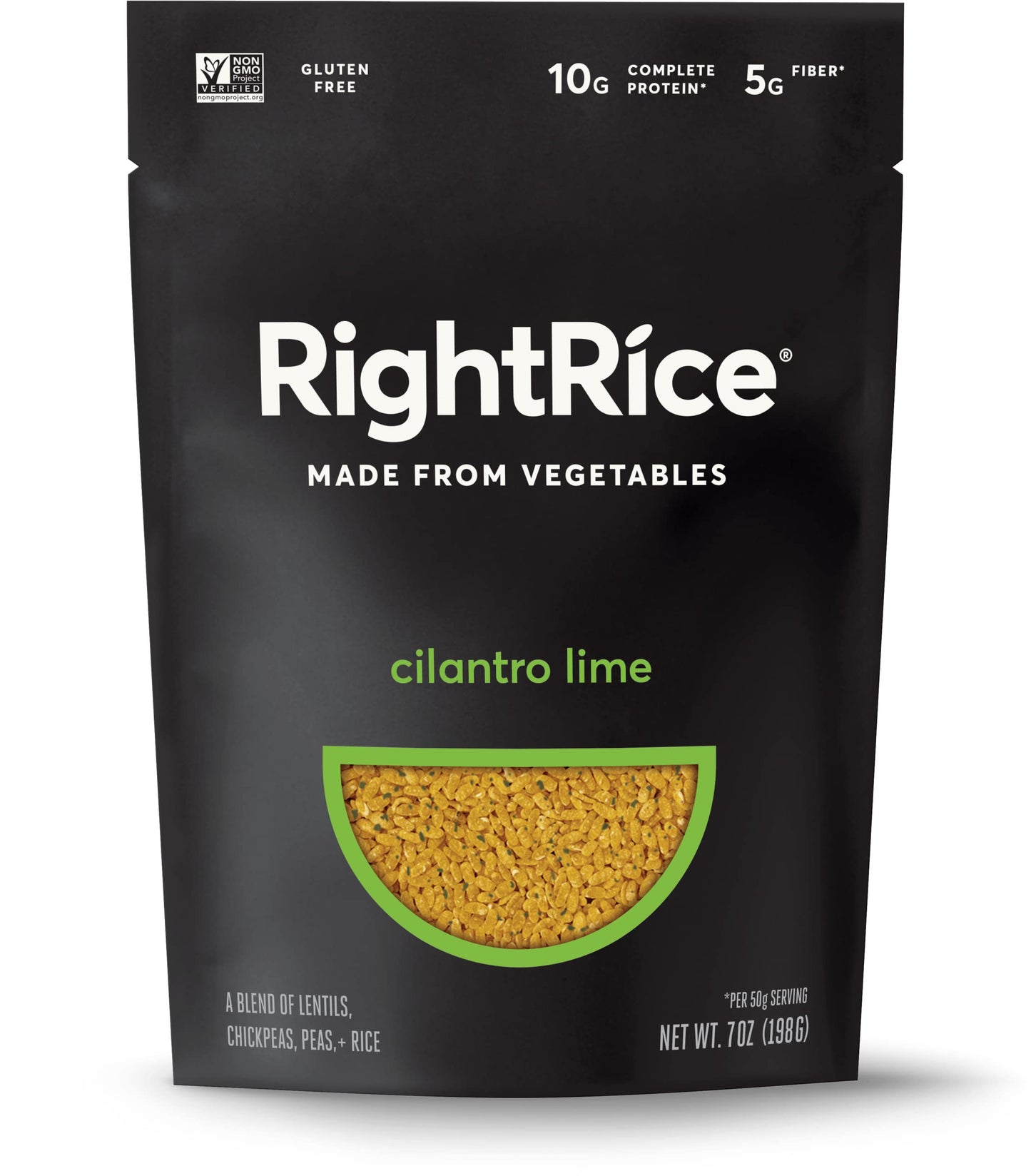 RightRice - Cilantro Lime (7oz. Pack of 6) - Made from Vegetables - High Protein, Vegan, non GMO, Gluten Free