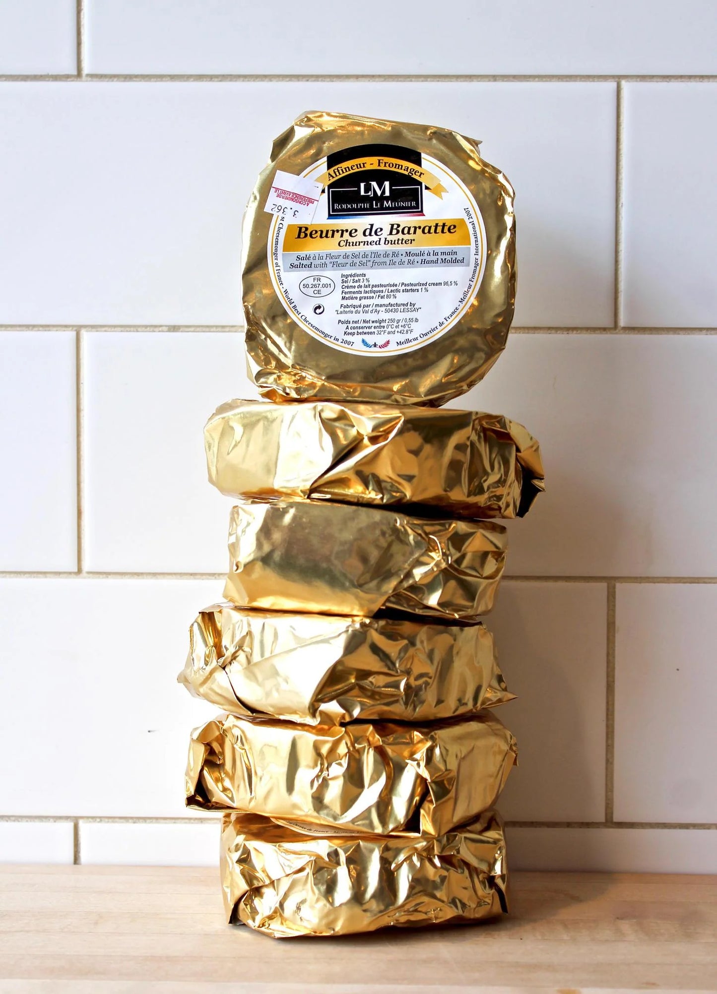 Beurre De Baratte Doux Salted Churned Butter by Rodolphe Le Meunier - 8.8 oz - Hand-made - Imported from France
