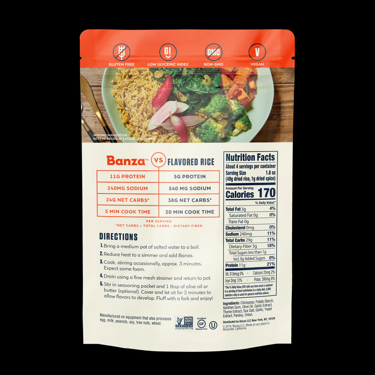 Banza Chickpea Rice - Garlic Olive Oil - 8 oz - Pack of 6