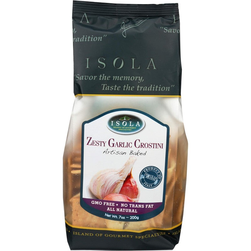 Gourmet Isola Crostini Variety Pack, Baked Crisp Bread Slices - Savory Rosemary, Zesty Garlic, Olive Oil, Sun Dried Tomato - Pack of 4