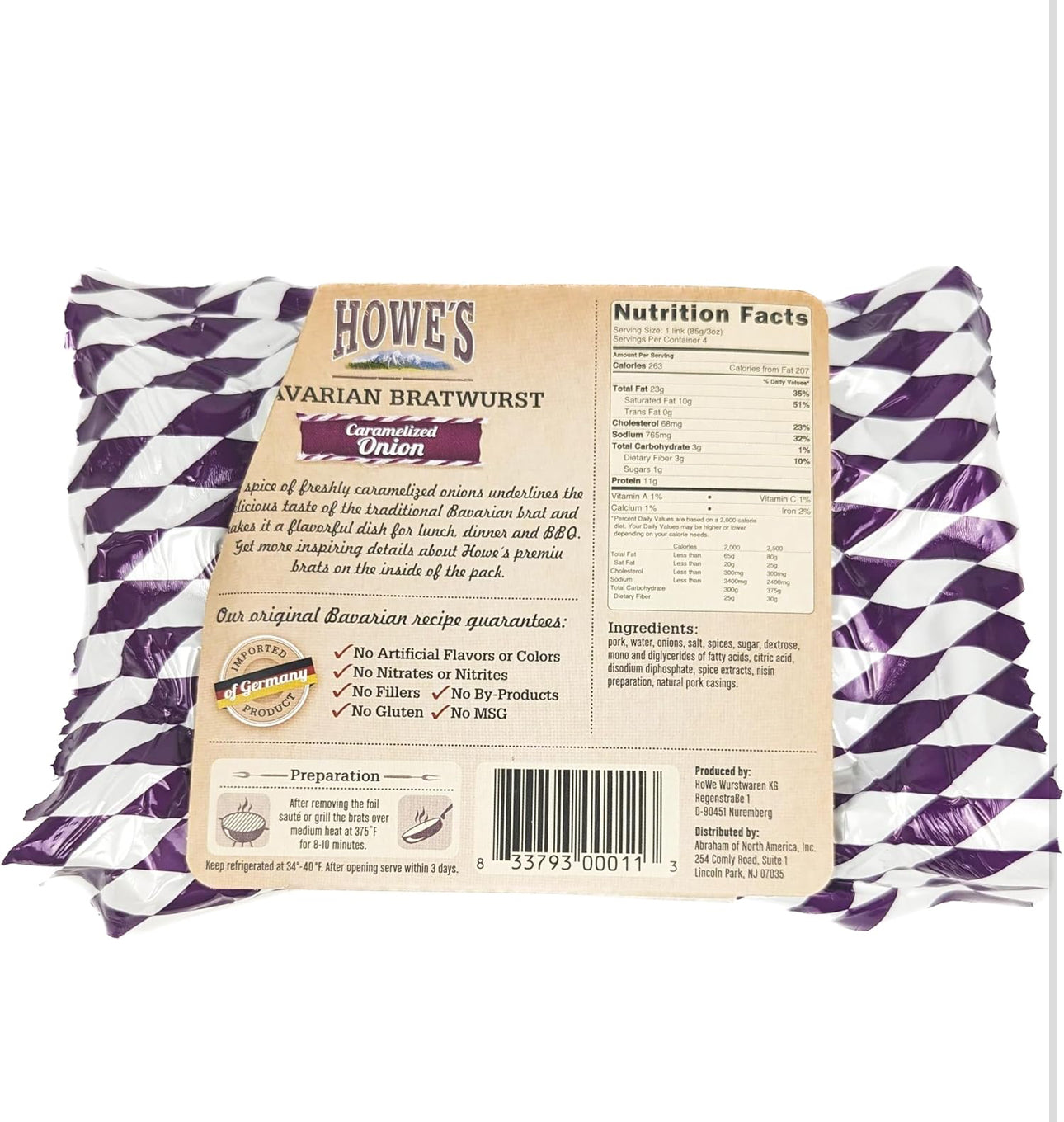 Howe's Uncured Bavarian Bratwurst