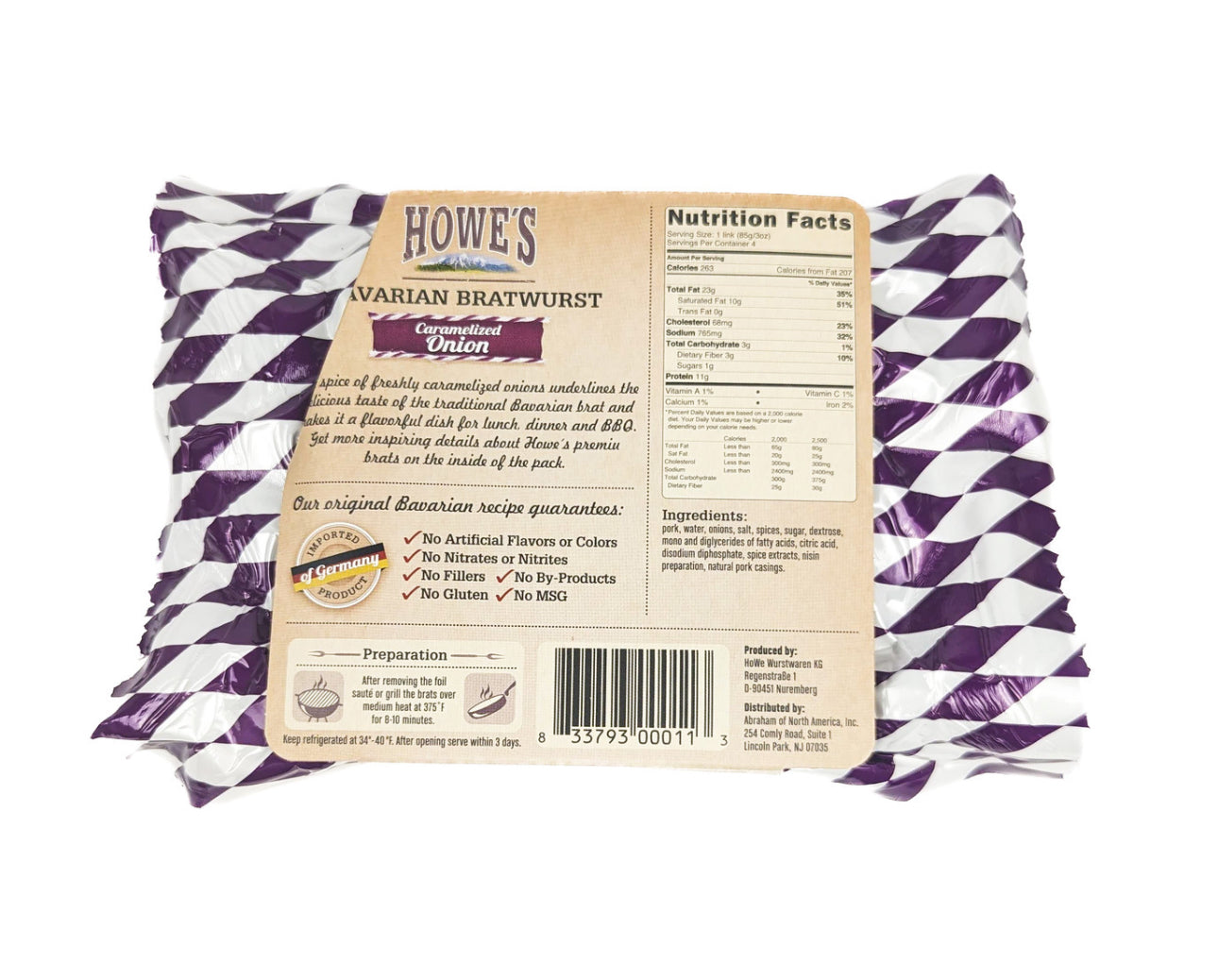 Howe's Caramelized Onion Bavarian Bratwurst