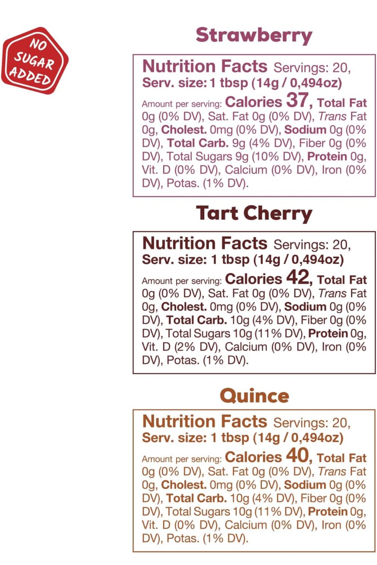 Dolcientis Preserves with Chia Seeds - Strawberry, Tart Cherry and Quince Preserves - 100% Natural, Sugar Free, Non GMO, Vegan, Gluten Free, Preservative Free Jelly, Additive Free, Low Calorie Paleo Friendly - Pack of 3