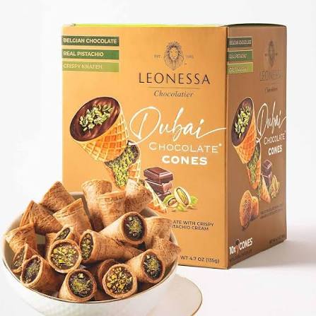 Leonessa Dubai Chocolate Cones with Pistachio Kunafa | Made with Premium Belgian Chocolates | Kunafa Chocolate | Chocolates de Dubai