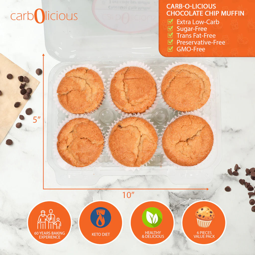 Low Carb Chocolate Chip Muffins - Pack of 6