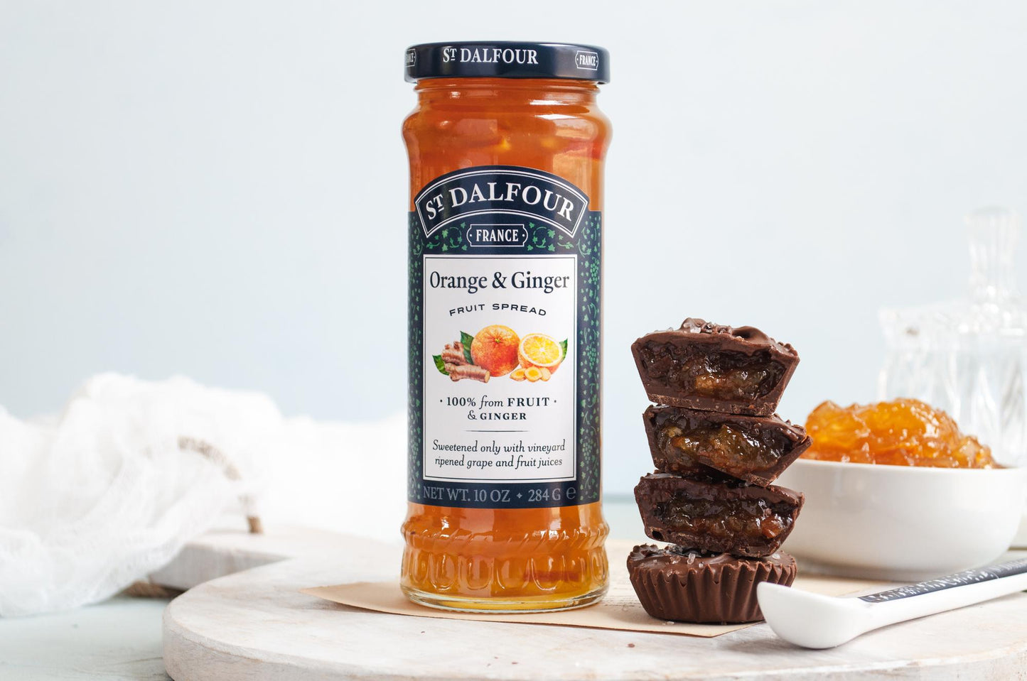 St. Dalfour Orange & Ginger Fruit Spread - 10oz - 100% from Fruit & Ginger, No Artificial Ingredients, Non-GMO, No Cane Sugars, All Natural, Made in France - Pack of 2